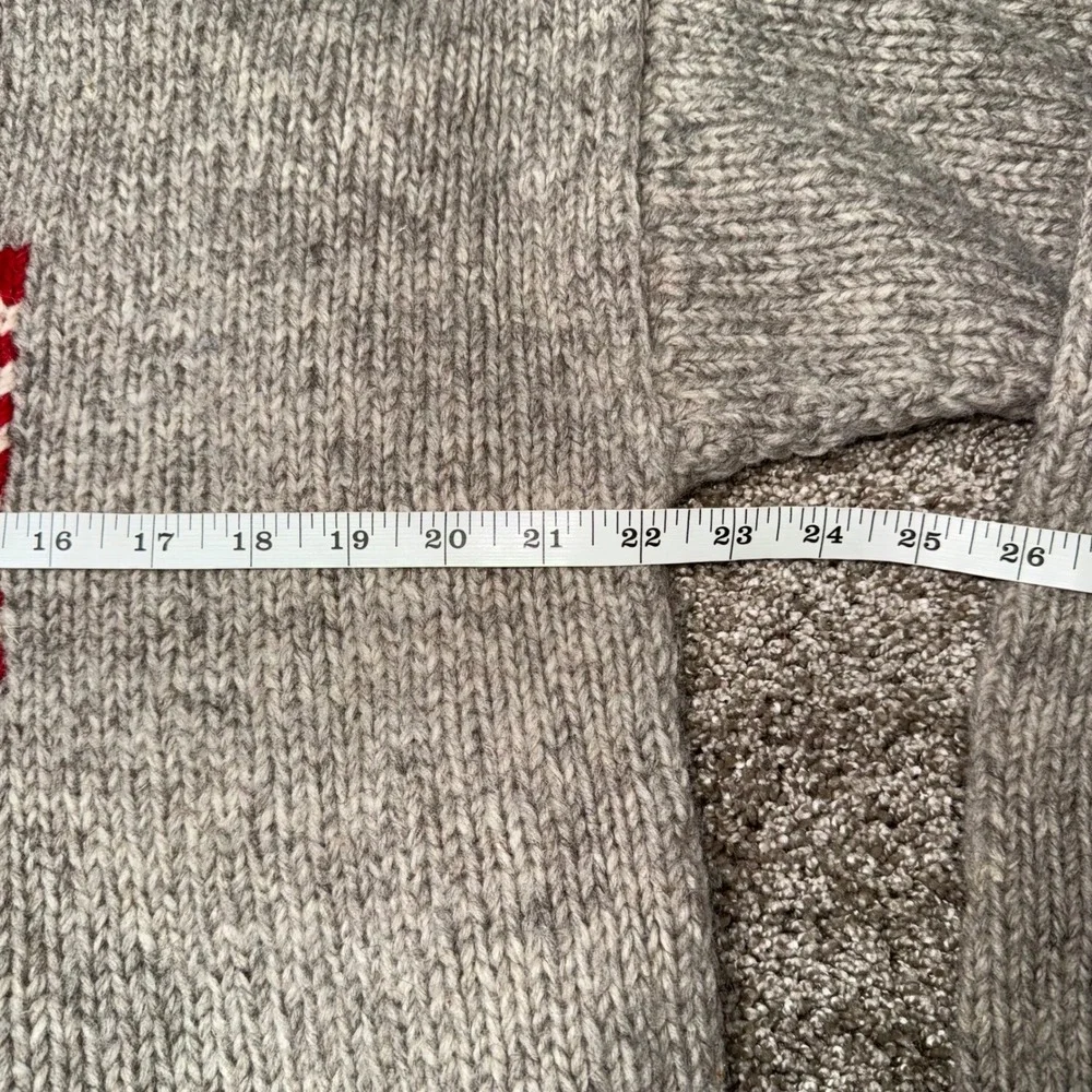 Mabuhay Wool American Flag Sweater‎ Mens Large Gray Excellent Hand Knit Nepal